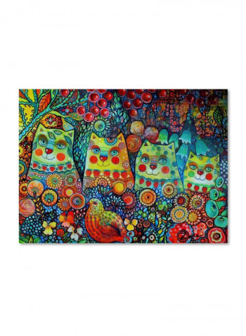 Happy Cats Canvas Wall Art Multicolour 14 x 19inch