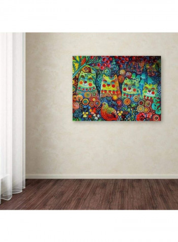 Happy Cats Canvas Wall Art Multicolour 14 x 19inch