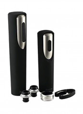 6-Piece Wine Opener And Preserver Gift Set Black/Silver