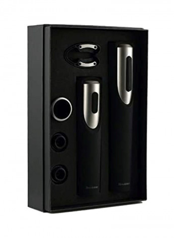 6-Piece Wine Opener And Preserver Gift Set Black/Silver