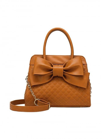 Quilted Satchel Bag Brown