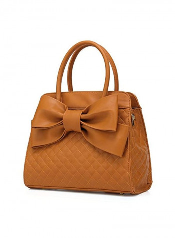 Quilted Satchel Bag Brown