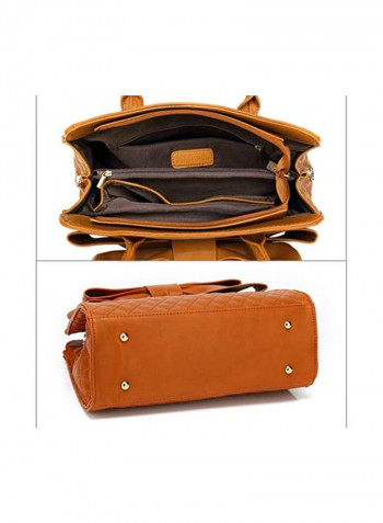 Quilted Satchel Bag Brown