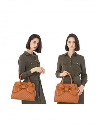 Quilted Satchel Bag Brown