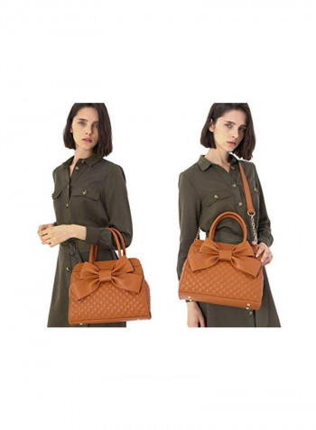 Quilted Satchel Bag Brown
