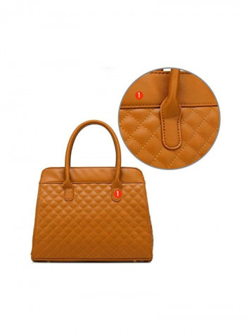 Quilted Satchel Bag Brown