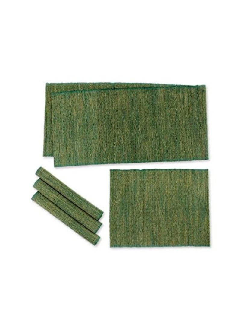 Set Of 4 Natural Fiber Table Placemat Green 17.75 x 13.75inch