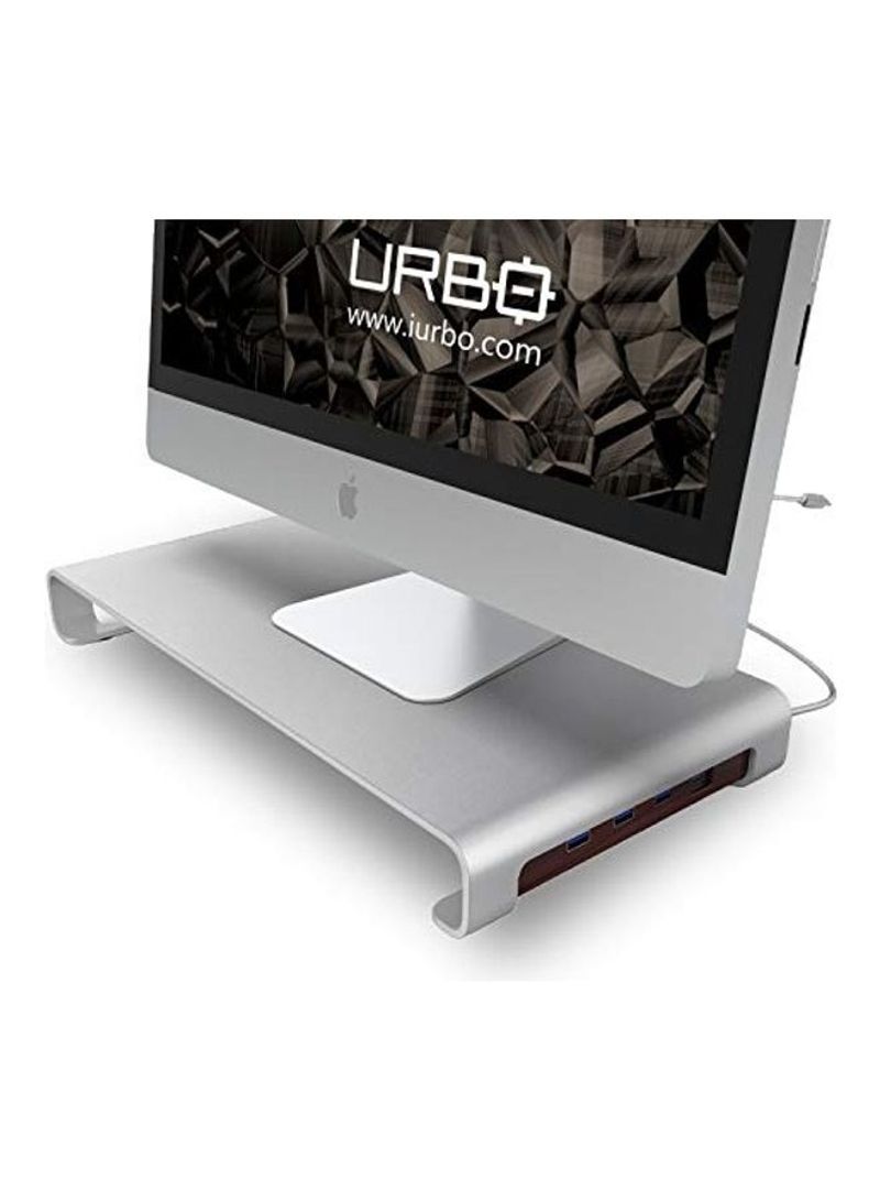 Monitor Stand With USB Hub Silver