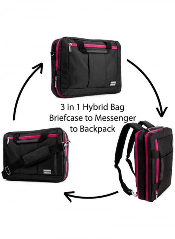 3-In-1 Hybrid Backpack And Messenger Bag For Tablet Black/Pink