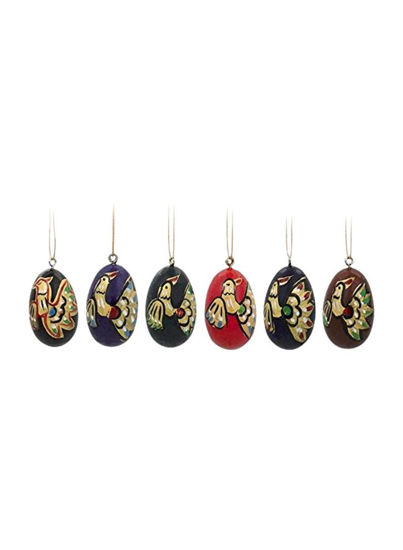 Pack Of 6Wooden Birds Egg Shape Ornaments 1.5inch