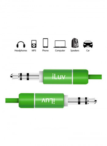 Aux-in Audio Cable 3feet Green