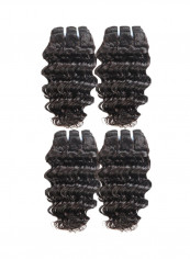 Bundles Of 4 Brazilian Deep Wave Hair Extensions Wig Black 0.87X0.9X0.87inch