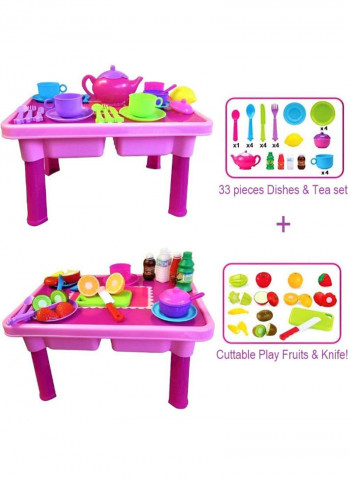 Play Tea Pretend Table With Toy Dishes