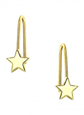 14 Karat Gold Patriotic Rock Star Threader Earrings
