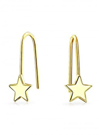 14 Karat Gold Patriotic Rock Star Threader Earrings