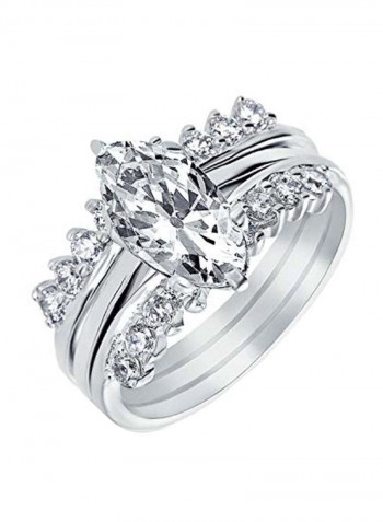 925 Sterling Silver Cubic Zirconia Studded Ring