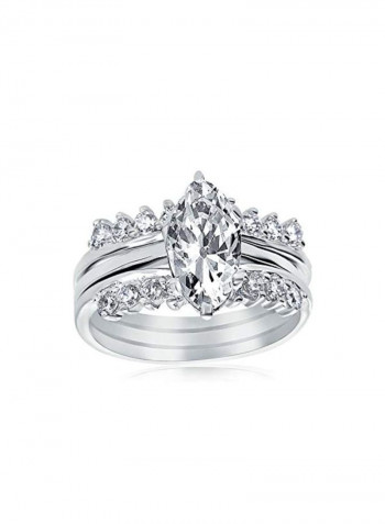 925 Sterling Silver Cubic Zirconia Studded Ring