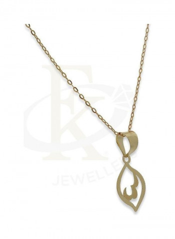 Chain Necklace With Leaf Shaped Pendant