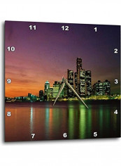 Detroit Michigan At Nite Wall Clock Multicolour 13x13inch