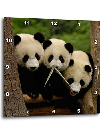 Giant Panda Bears Printed Wall Clock Multicolour 10x10x0.1inch