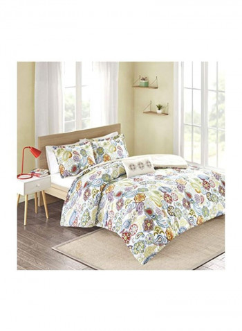 3-Piece Duvet Cover Set Polyester White/Red/Green