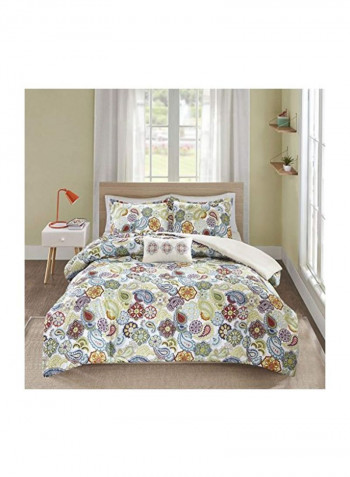 3-Piece Duvet Cover Set Polyester White/Red/Green