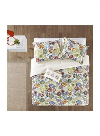 3-Piece Duvet Cover Set Polyester White/Red/Green