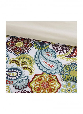 3-Piece Duvet Cover Set Polyester White/Red/Green