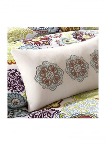 3-Piece Duvet Cover Set Polyester White/Red/Green