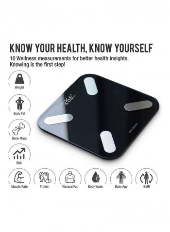 Bluetooth Smart Weighing Scale Black 11.81x11.81x0.79inch