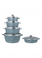 5-Piece Granite Coating Cookware Set Blue/Silver 104cm
