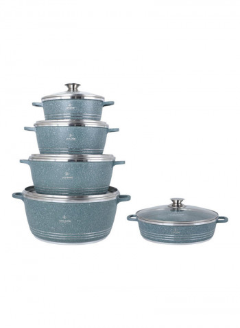 5-Piece Granite Coating Cookware Set Blue/Silver 104cm