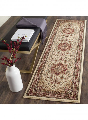 Lyndhurst Collection Traditional Area Rug Ivory/Red 68.58 x 182.88centimeter