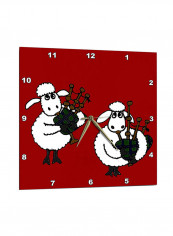 Sheep Playing Bagpipes Printed Wall Clock Red/White 13 x 13inch