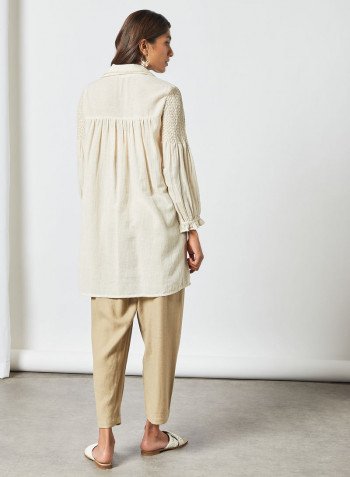 Textured Longline Top Ivory