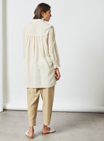 Textured Longline Top Ivory