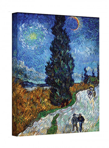 Country Road In Provence At Night Gallery Wrapped Canvas Wall Art Multicolour 14 x 18inch