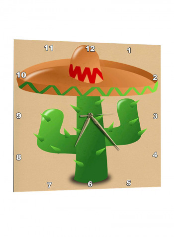 Cactus Printed Wall Clock Multicolour 13 x 13inch