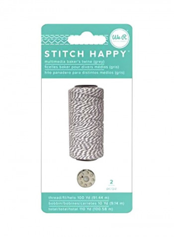 Twine Spool With Bobbin Grey/White 1.2x3x6.2inch