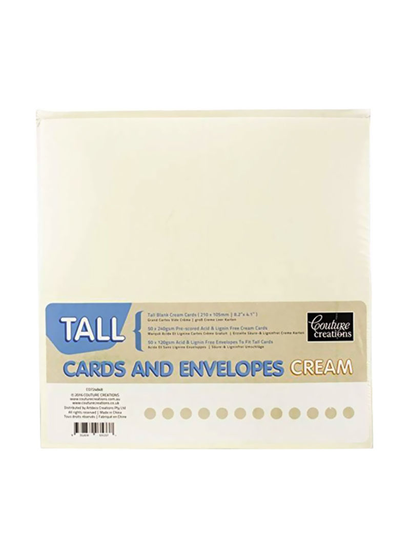 50-Piece Card And Envelope Set Off-White