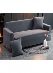 Modern Style Solid Pattern Sofa Slipcover Grey 215 x 350centimeter