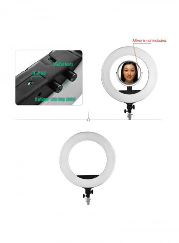 LED Fill-In Ring Light With Carrying Bag 18inch White/Black