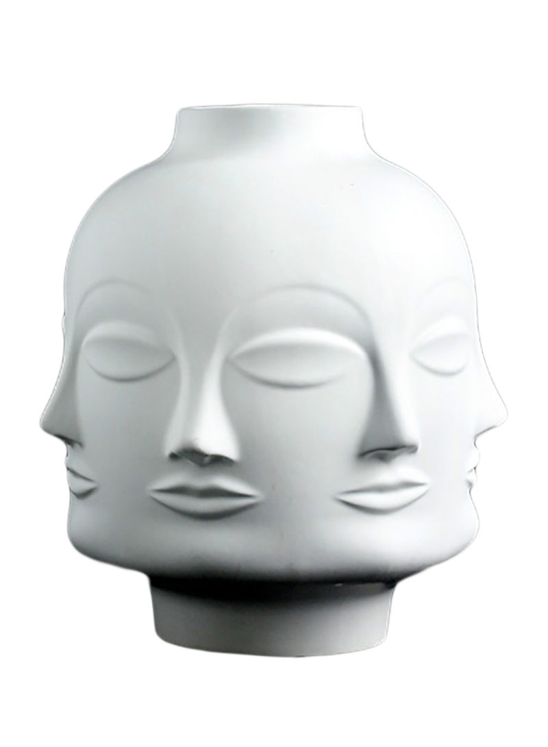 Big Man Head Design Flower Vase White 7 x 7centimeter