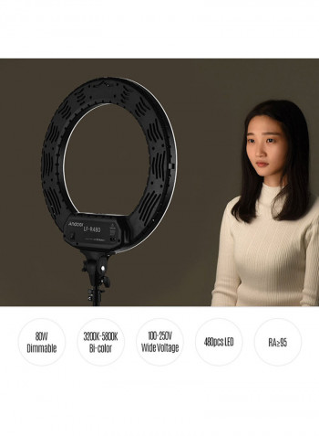 LED Photography Ring Light With Accessory 18inch White/Black