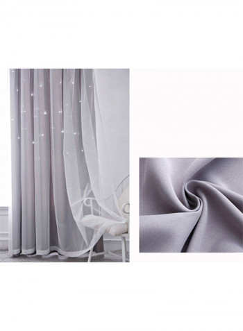 2-Piece Window Out Stars Shading Curtain Grey