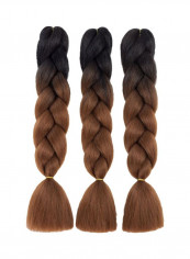 3-Piece Braided Hair Extension Set Brown/Black 24inch