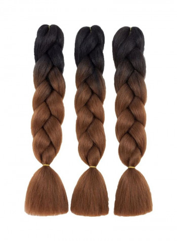 3-Piece Braided Hair Extension Set Brown/Black 24inch