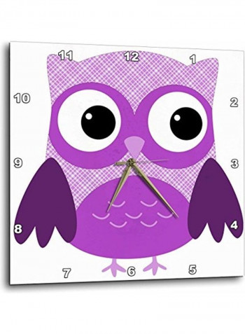 Owl Printed Analog Wall Clock Multicolour 13x13x0.1inch