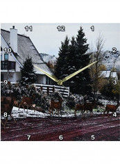 Eight Deer Crossing Road In Pine Valley Wall Clock Multicolour 13x13inch