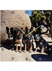 Four Australian Cattle Dogs Printed Analog Wall Clock Multicolour 13x13x0.1inch